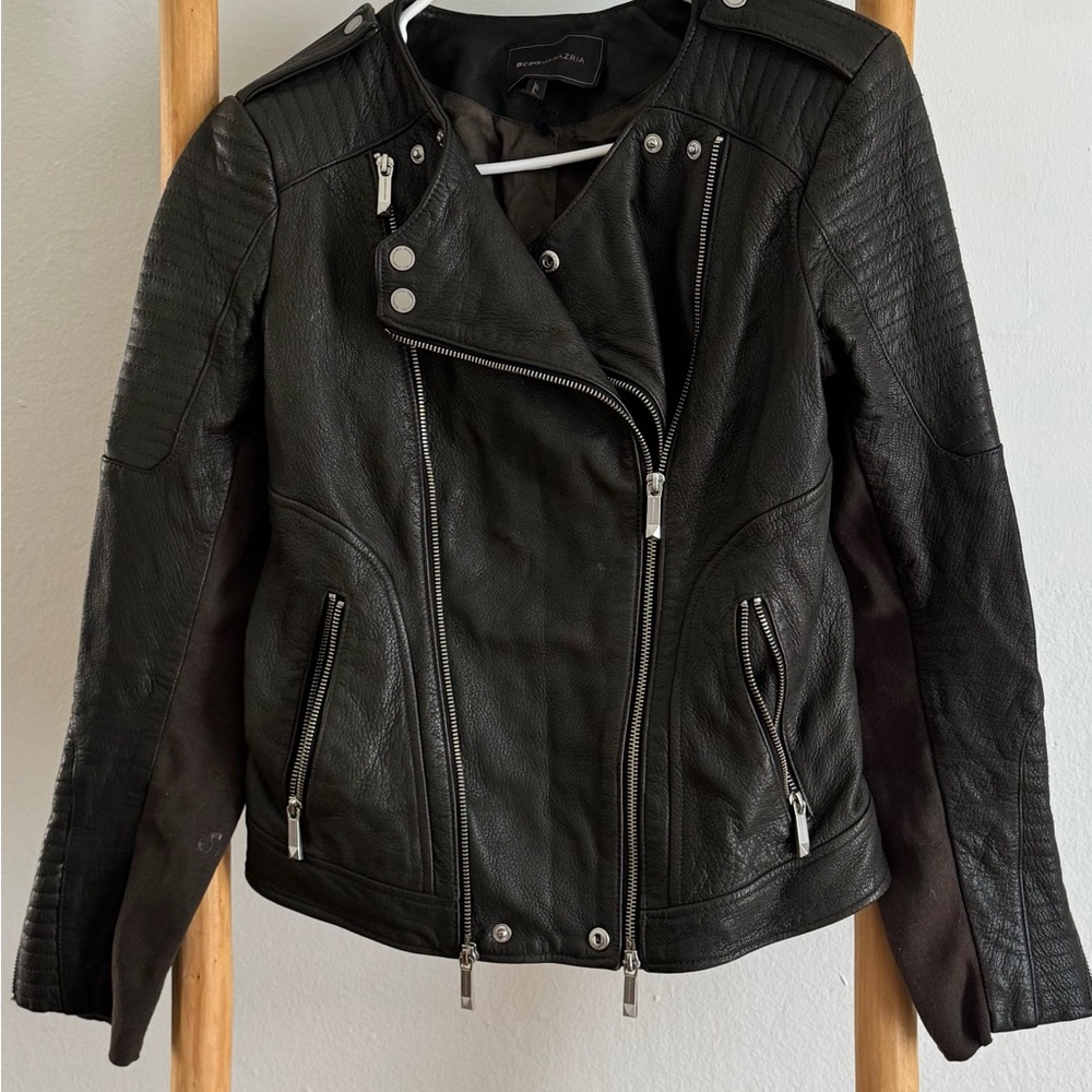 BCBGMaxAzria Black Leather Moto Jacket
